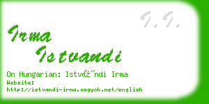 irma istvandi business card